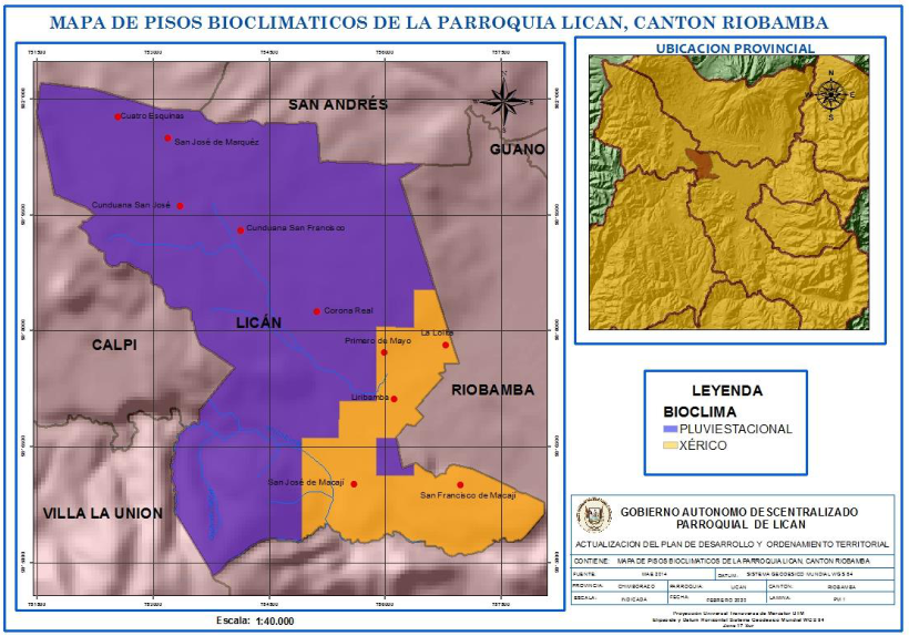 Pisos bioclimáticos de la parroquia LicánPNG