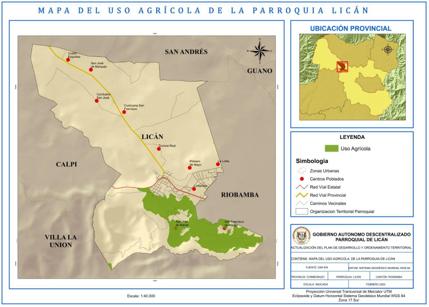 Uso agrícola del suelo de la parroquia Licán