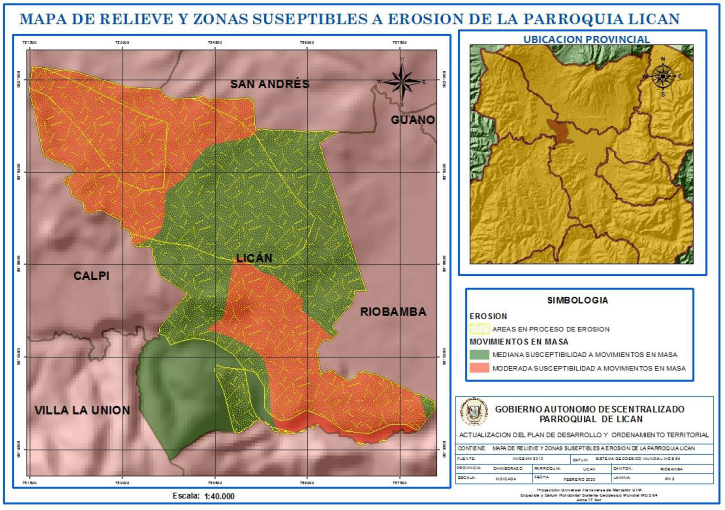 Susceptibilidad a erosión en la parroquia Licán