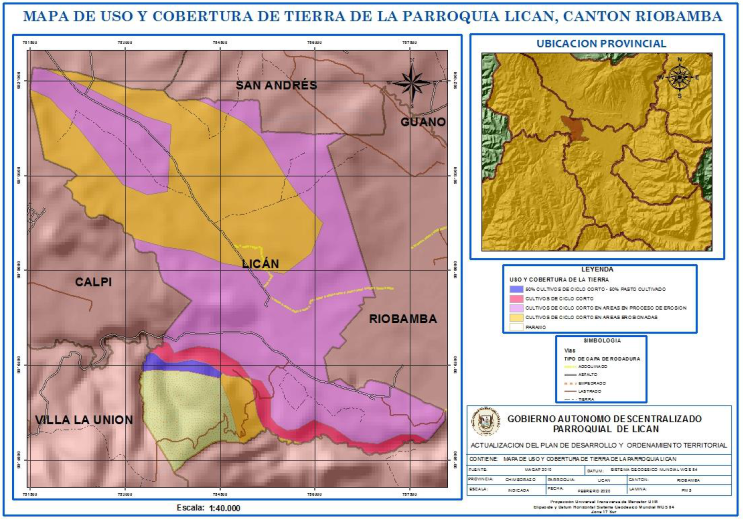 Uso y cobertura de la Tierra de la parroquia Licán