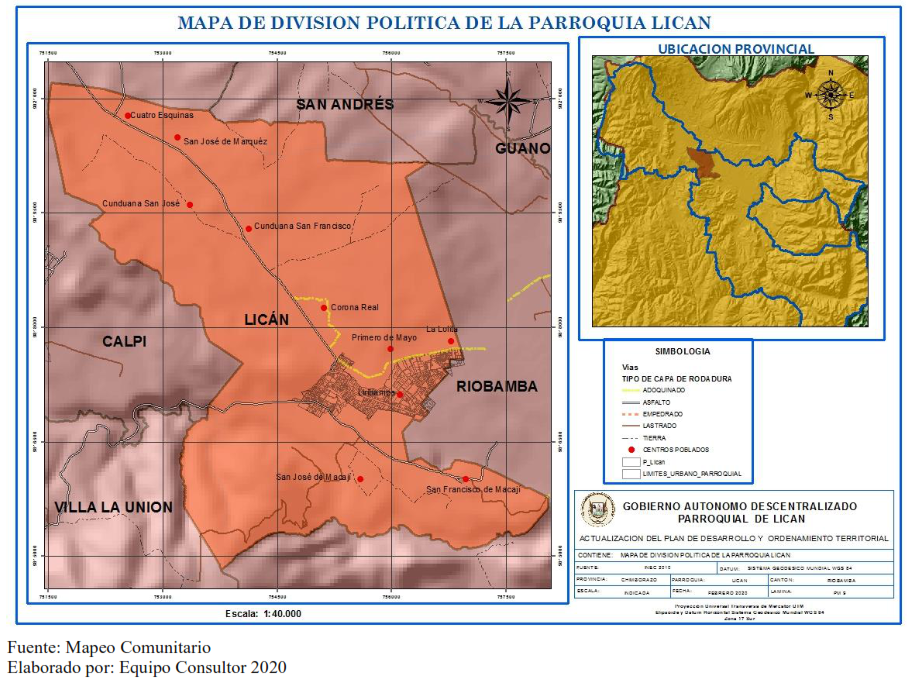 División política de la parroquia Licán